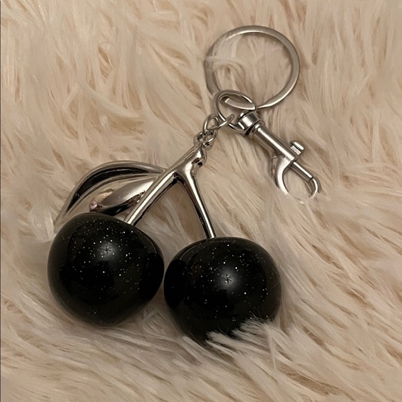 Cherry Keychain / Bag Charm Black / Silver (New) - Picture 3 of 3